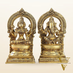 Ganesha Lakshmi - Brass Idols 10"