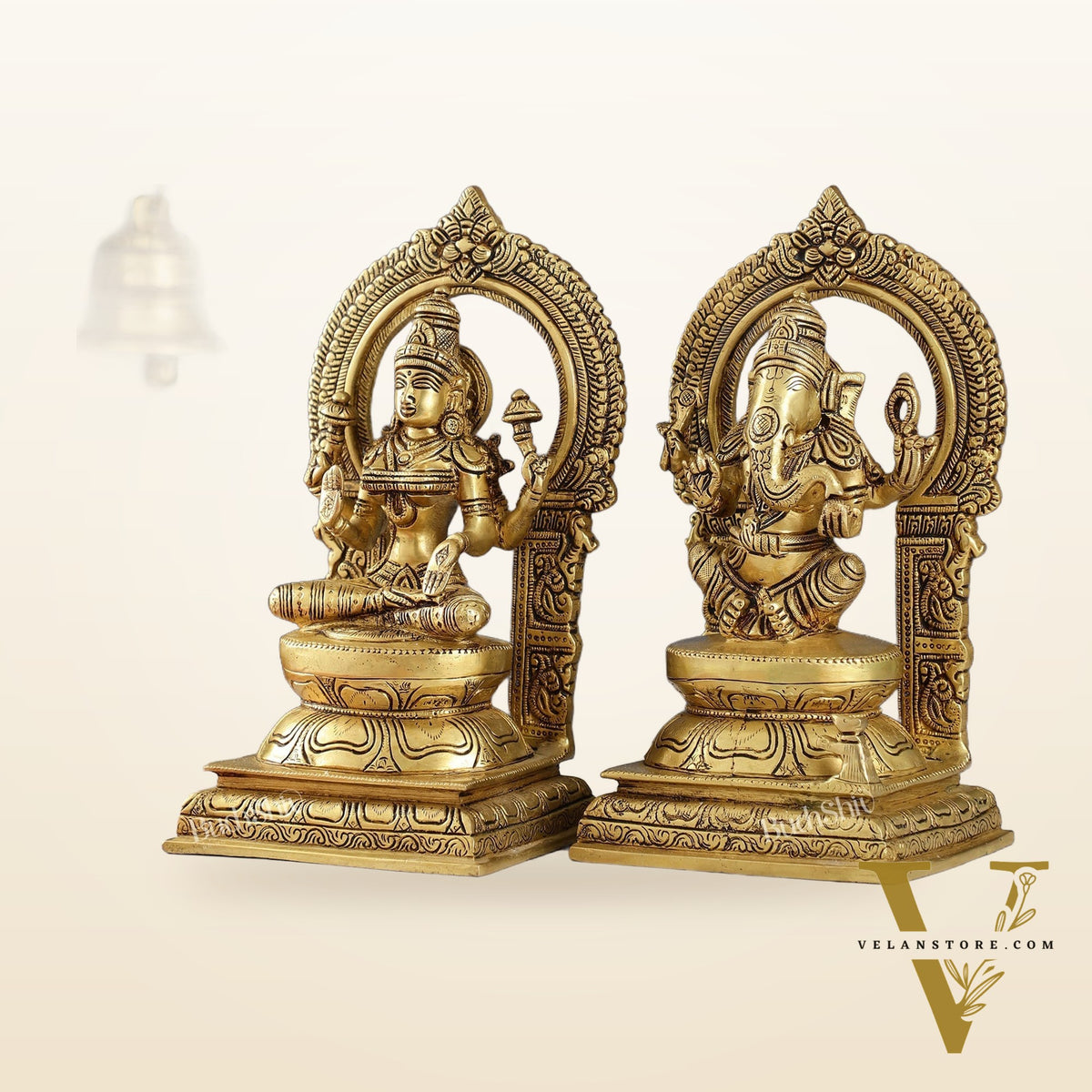 Ganesha Lakshmi - Brass Idols 10"