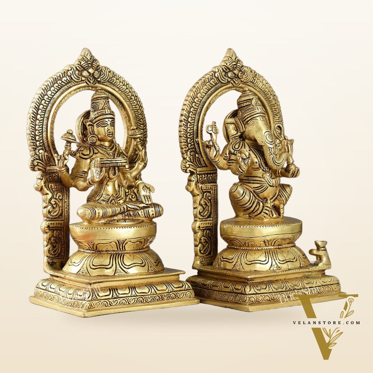 Ganesha Lakshmi - Brass Idols 10"
