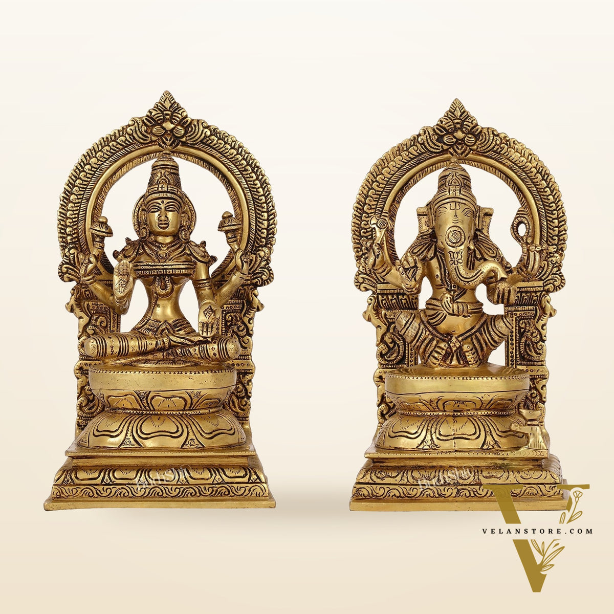 Ganesha Lakshmi - Brass Idols 10"