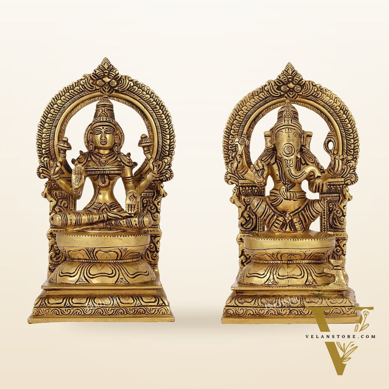 Ganesha Lakshmi - Brass Idols 10"
