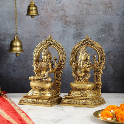 Ganesha Lakshmi - Brass Idols 10"