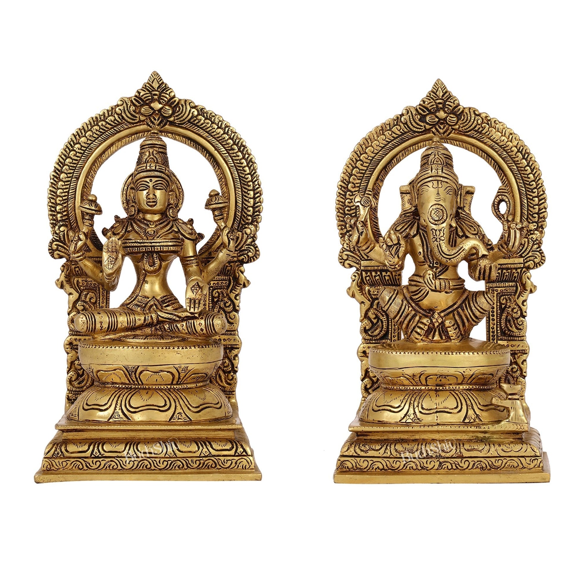 Ganesha Lakshmi - Brass Idols 10"