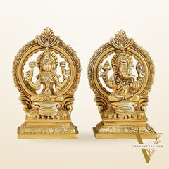 Ganesha Lakshmi Brass idols Superfine 7 inch