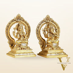 Ganesha Lakshmi Brass idols Superfine 7 inch