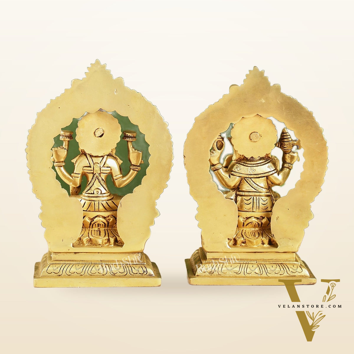 Ganesha Lakshmi Brass idols Superfine 7 inch