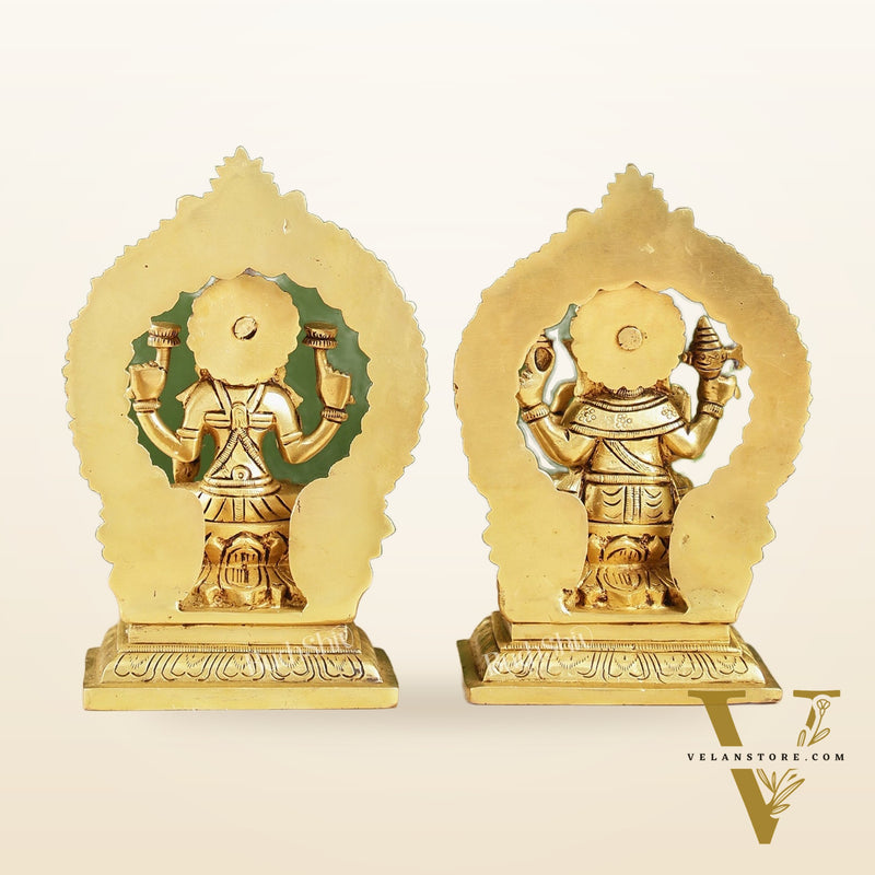 Ganesha Lakshmi Brass idols Superfine 7 inch
