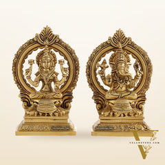 Ganesha Lakshmi Brass idols Superfine 7 inch