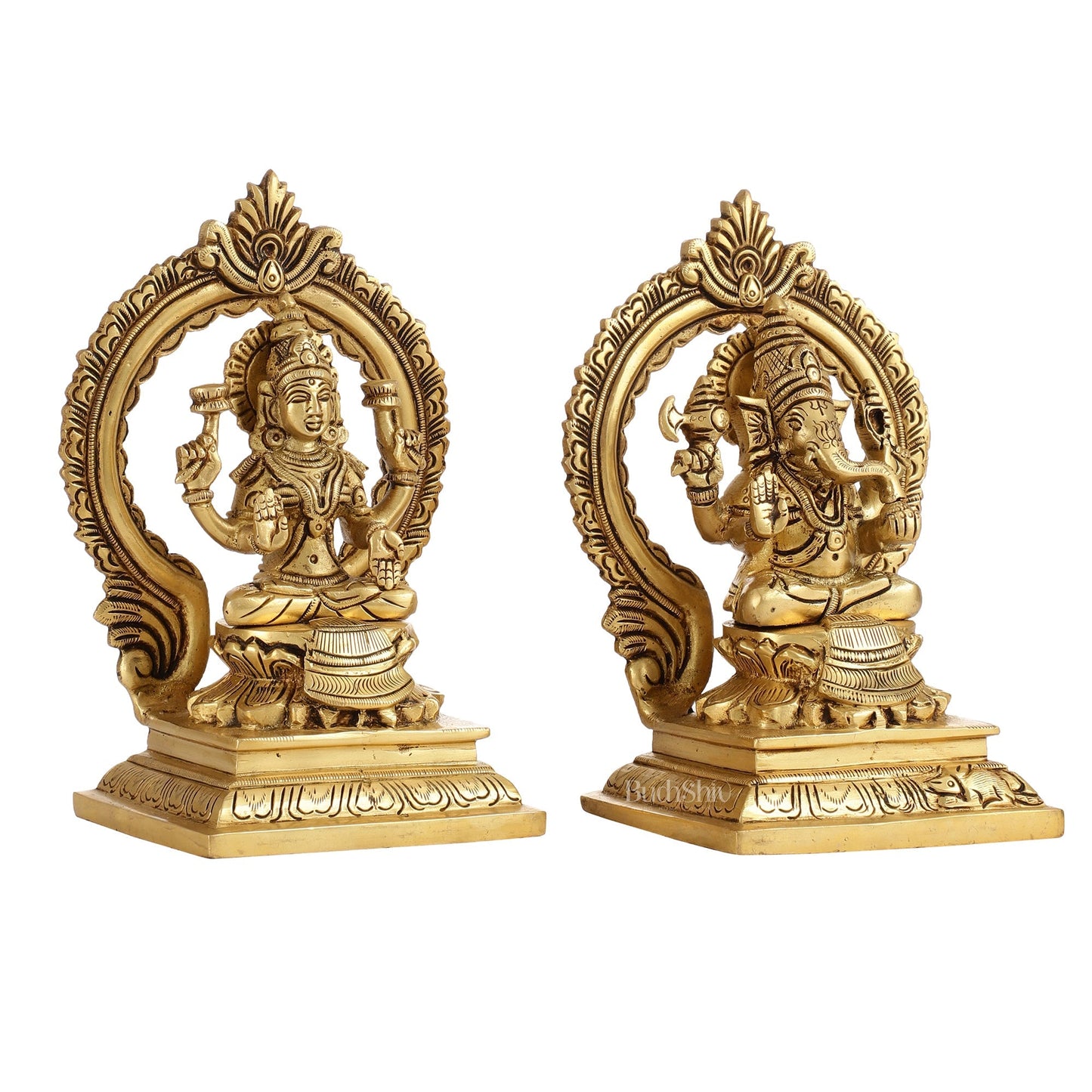Ganesha Lakshmi Brass idols Superfine 7 inch
