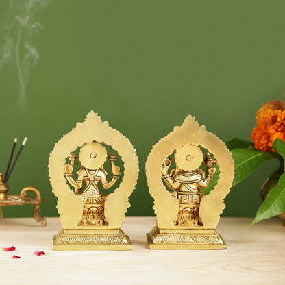 Ganesha Lakshmi Brass idols Superfine 7 inch
