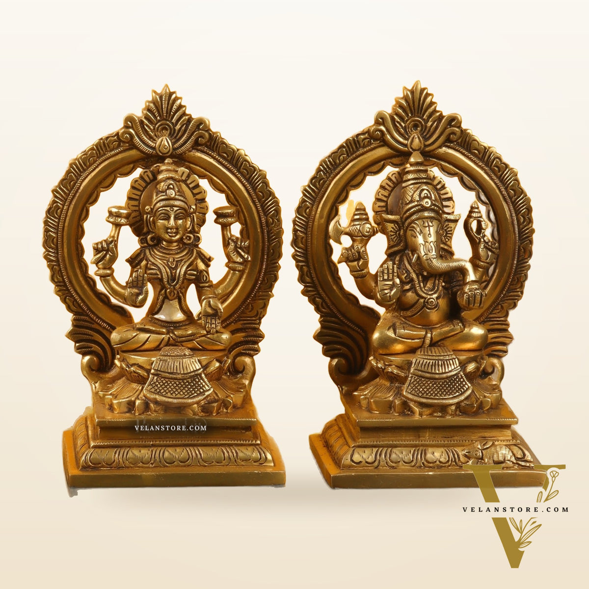 Ganesha Lakshmi Brass idols Superfine 7 inches