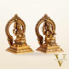 Ganesha Lakshmi Brass idols Superfine 7 inches