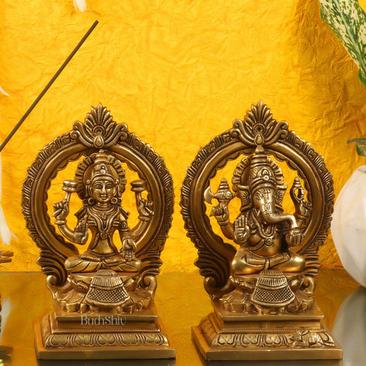 Ganesha Lakshmi Brass idols Superfine 7 inches
