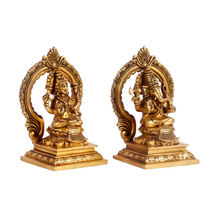 Ganesha Lakshmi Brass idols Superfine 7 inches