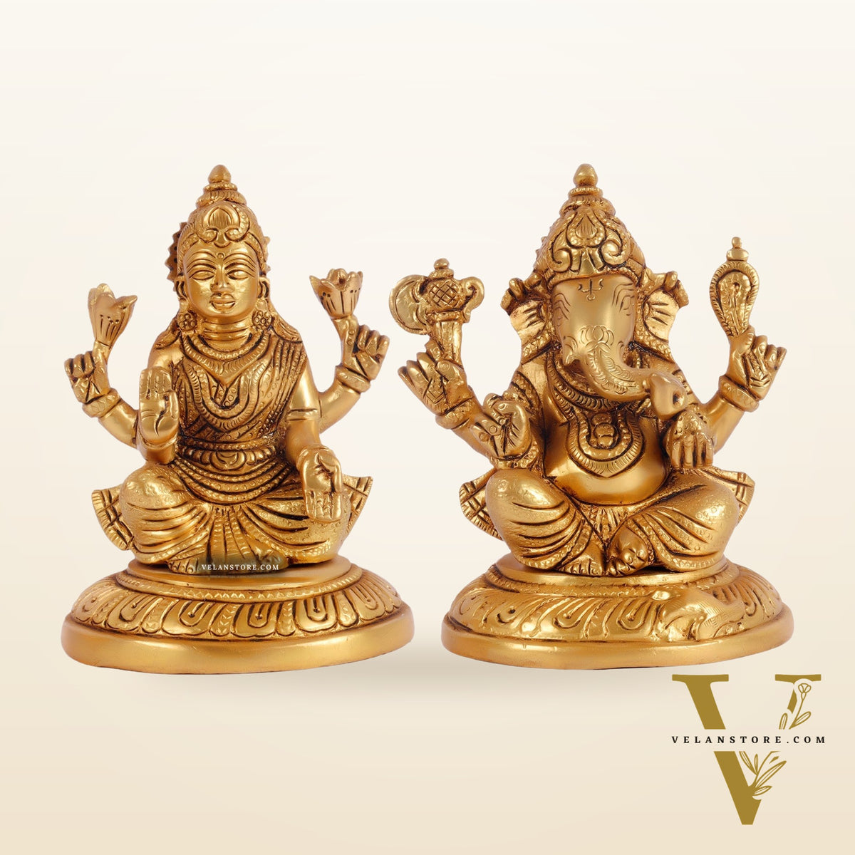 Ganesha lakshmi brass murti 4.5 inch