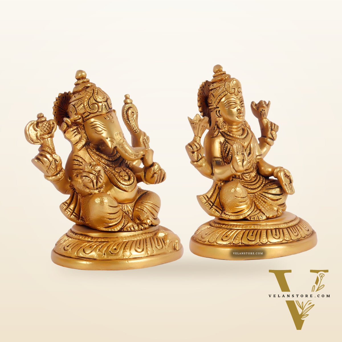 Ganesha lakshmi brass murti 4.5 inch