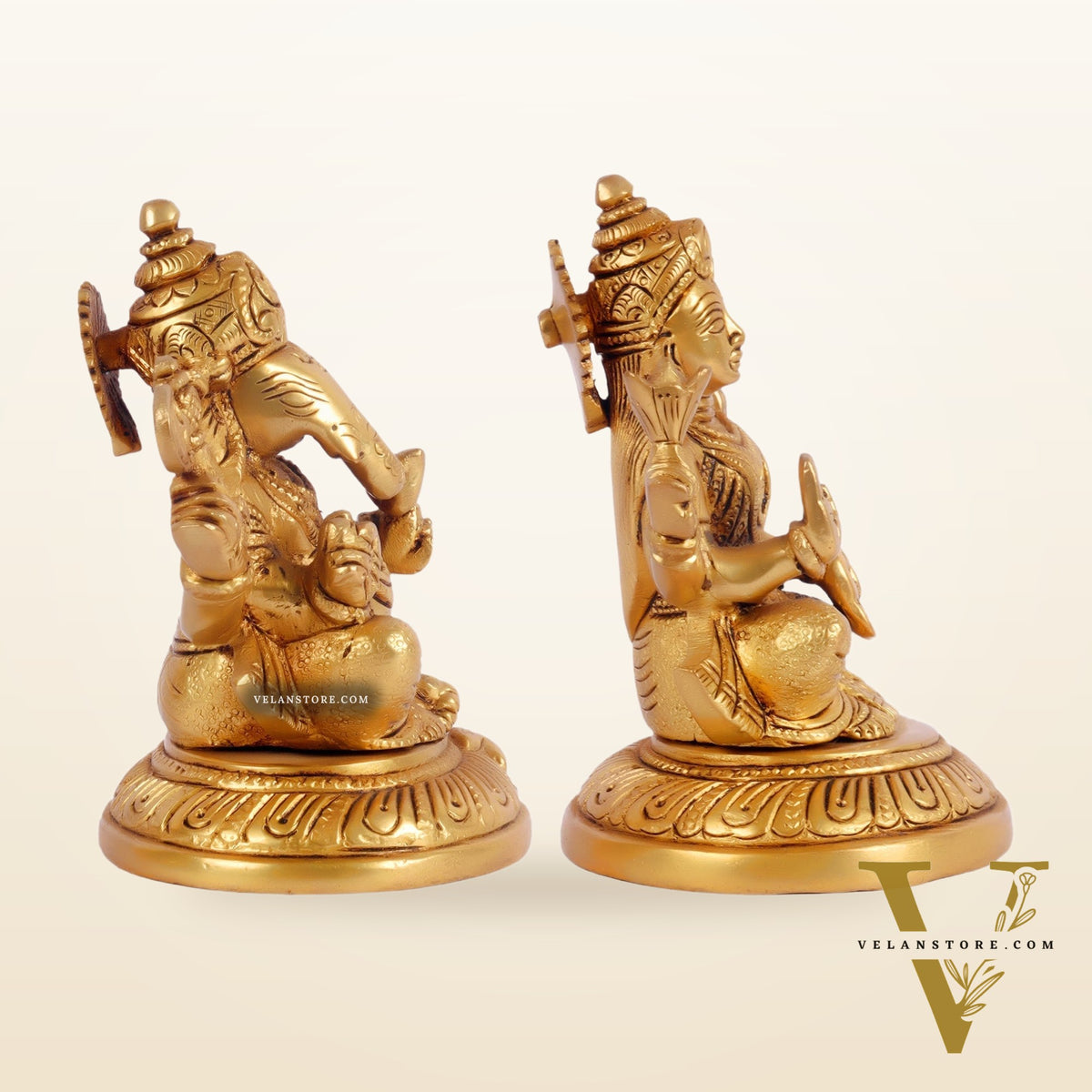 Ganesha lakshmi brass murti 4.5 inch