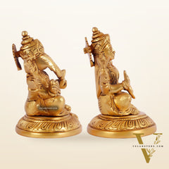 Ganesha lakshmi brass murti 4.5 inch