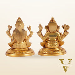 Ganesha lakshmi brass murti 4.5 inch