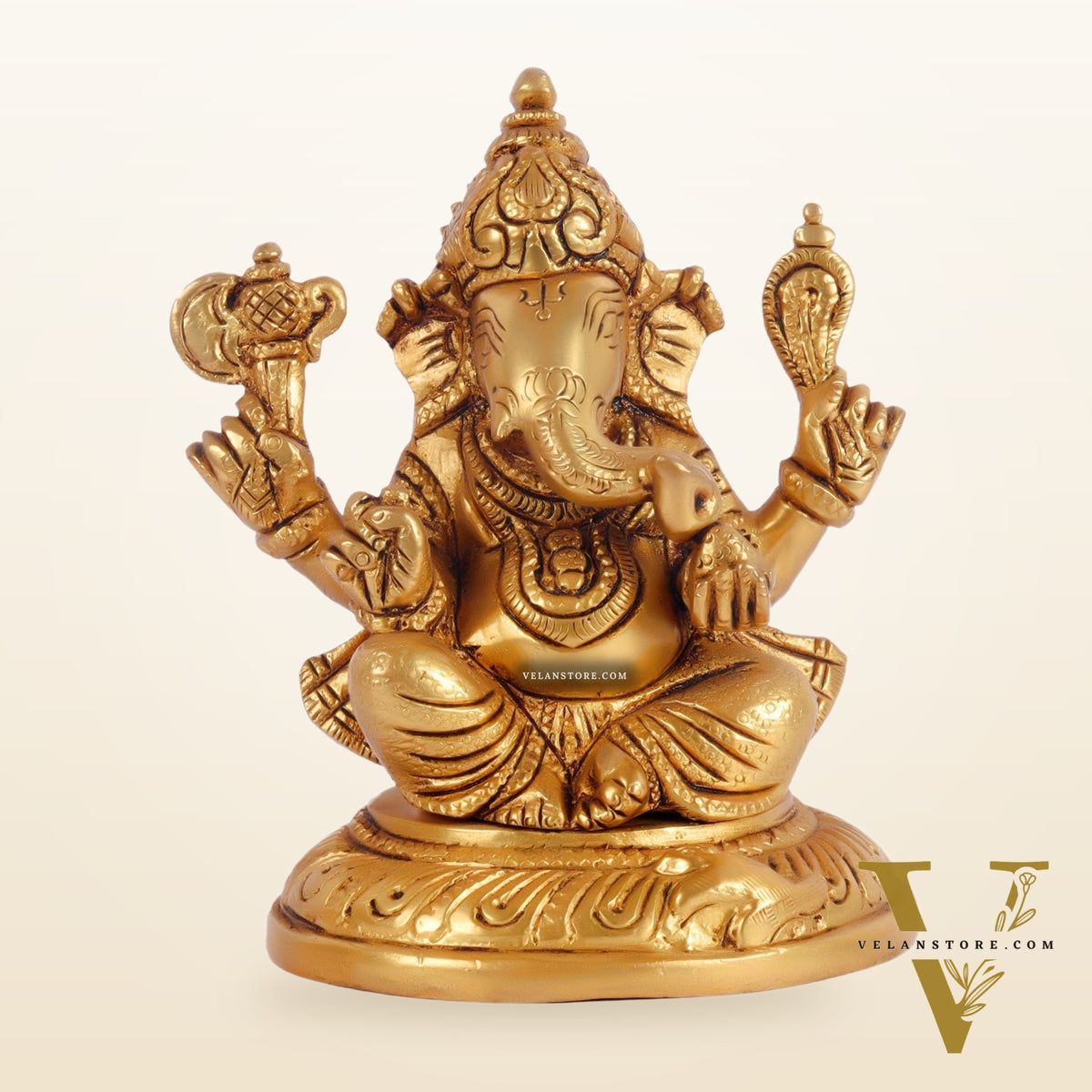 Ganesha lakshmi brass murti 4.5 inch