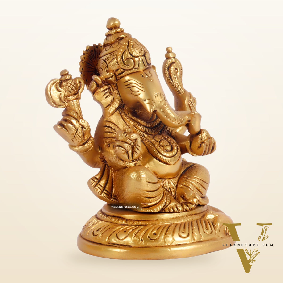 Ganesha lakshmi brass murti 4.5 inch