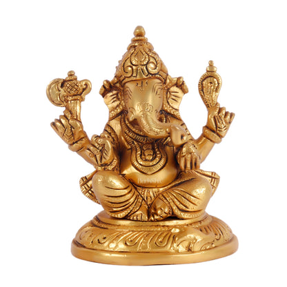Ganesha lakshmi brass murti 4.5 inch
