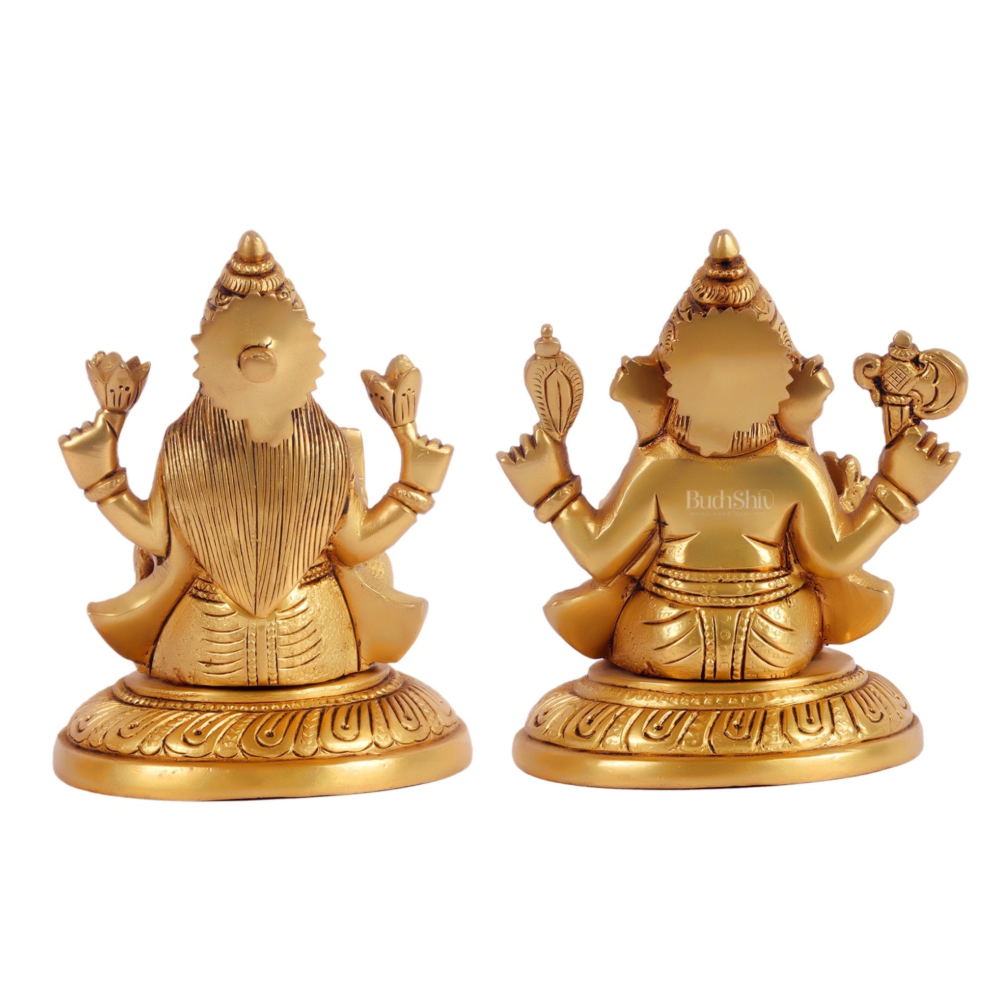 Ganesha lakshmi brass murti 4.5 inch