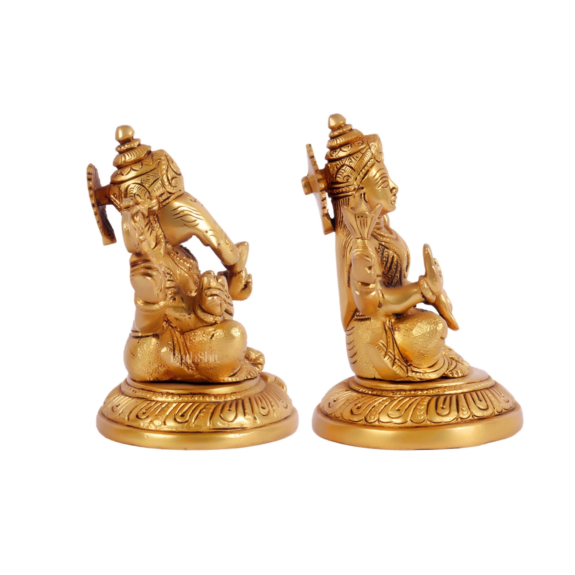 Ganesha lakshmi brass murti 4.5 inch