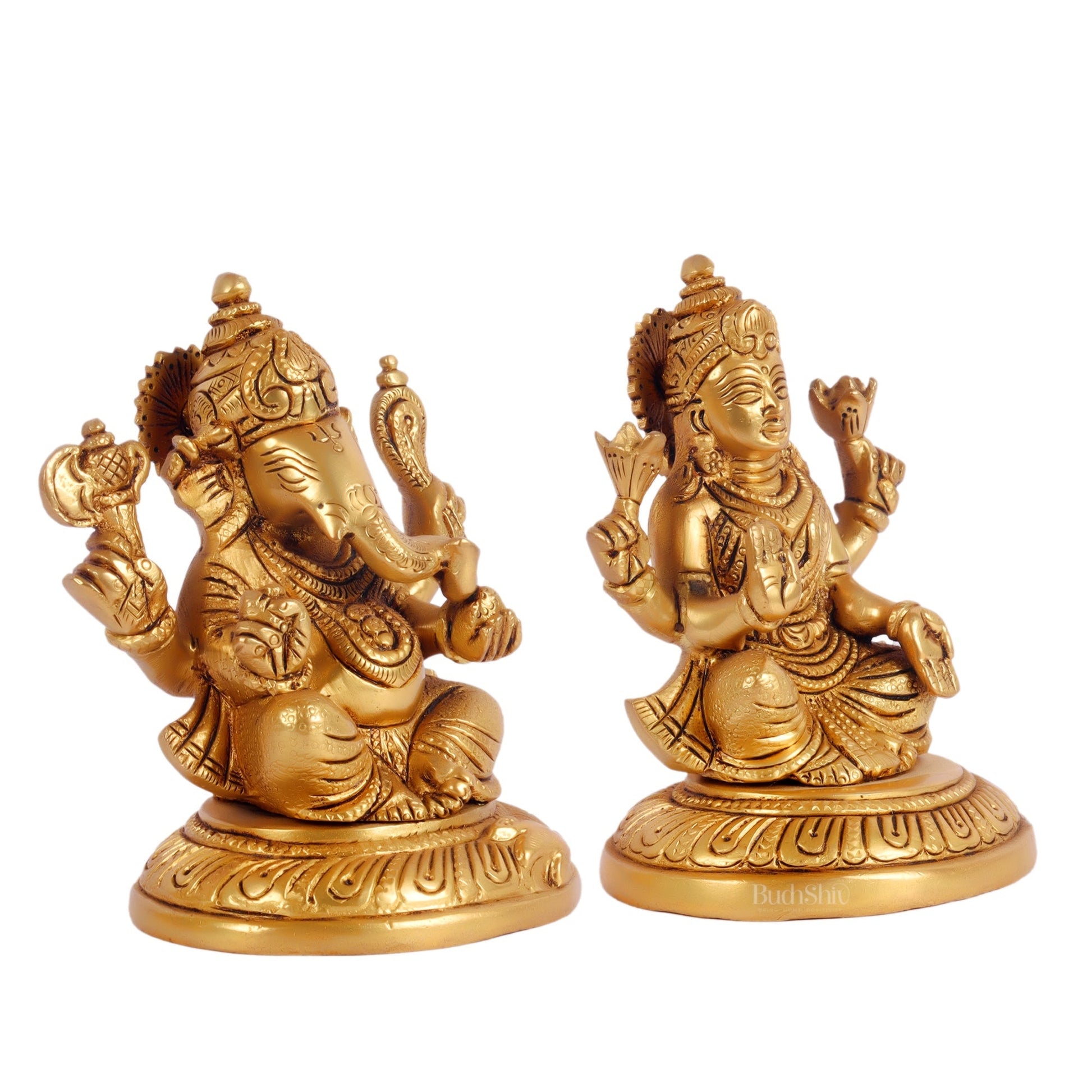 Ganesha lakshmi brass murti 4.5 inch