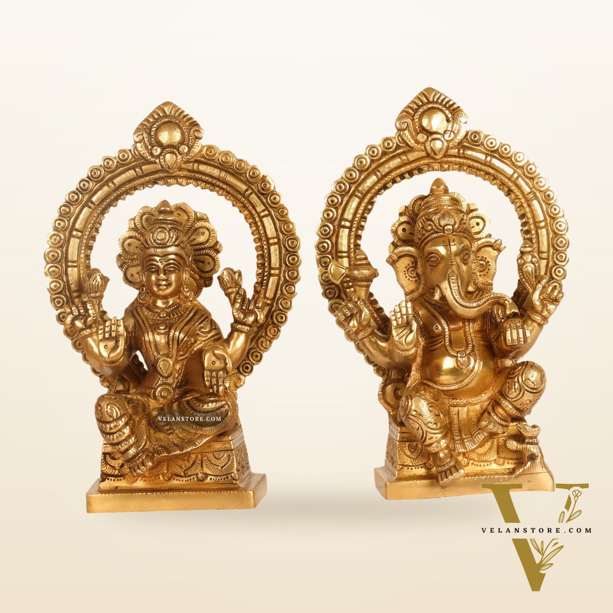 Ganesha lakshmi brass murti 8.5 inch
