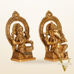 Ganesha lakshmi brass murti 8.5 inch