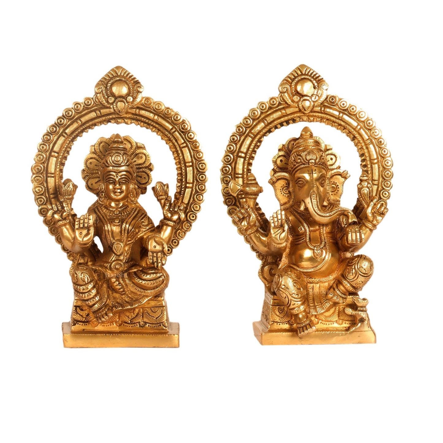 Ganesha lakshmi brass murti 8.5 inch