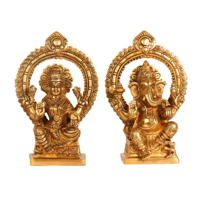 Ganesha lakshmi brass murti 8.5 inch