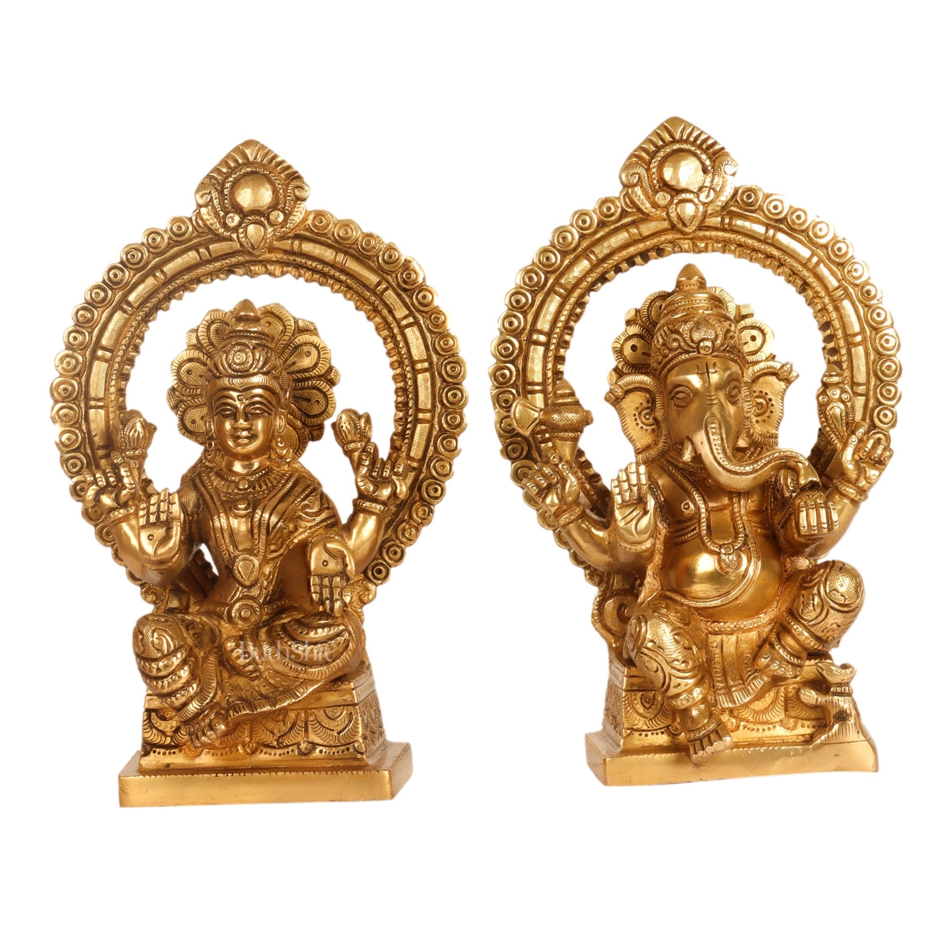Ganesha lakshmi brass murti 8.5 inch