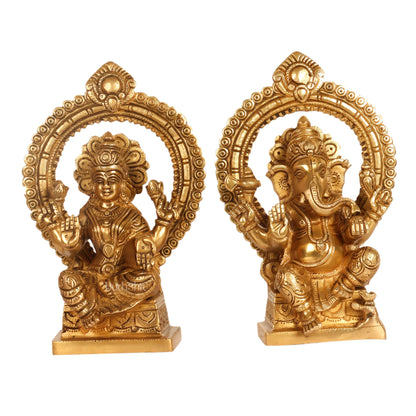 Ganesha lakshmi brass murti 8.5 inch