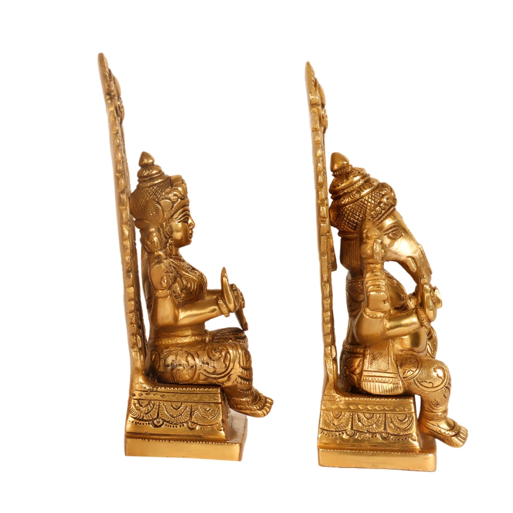 Ganesha lakshmi brass murti 8.5 inch