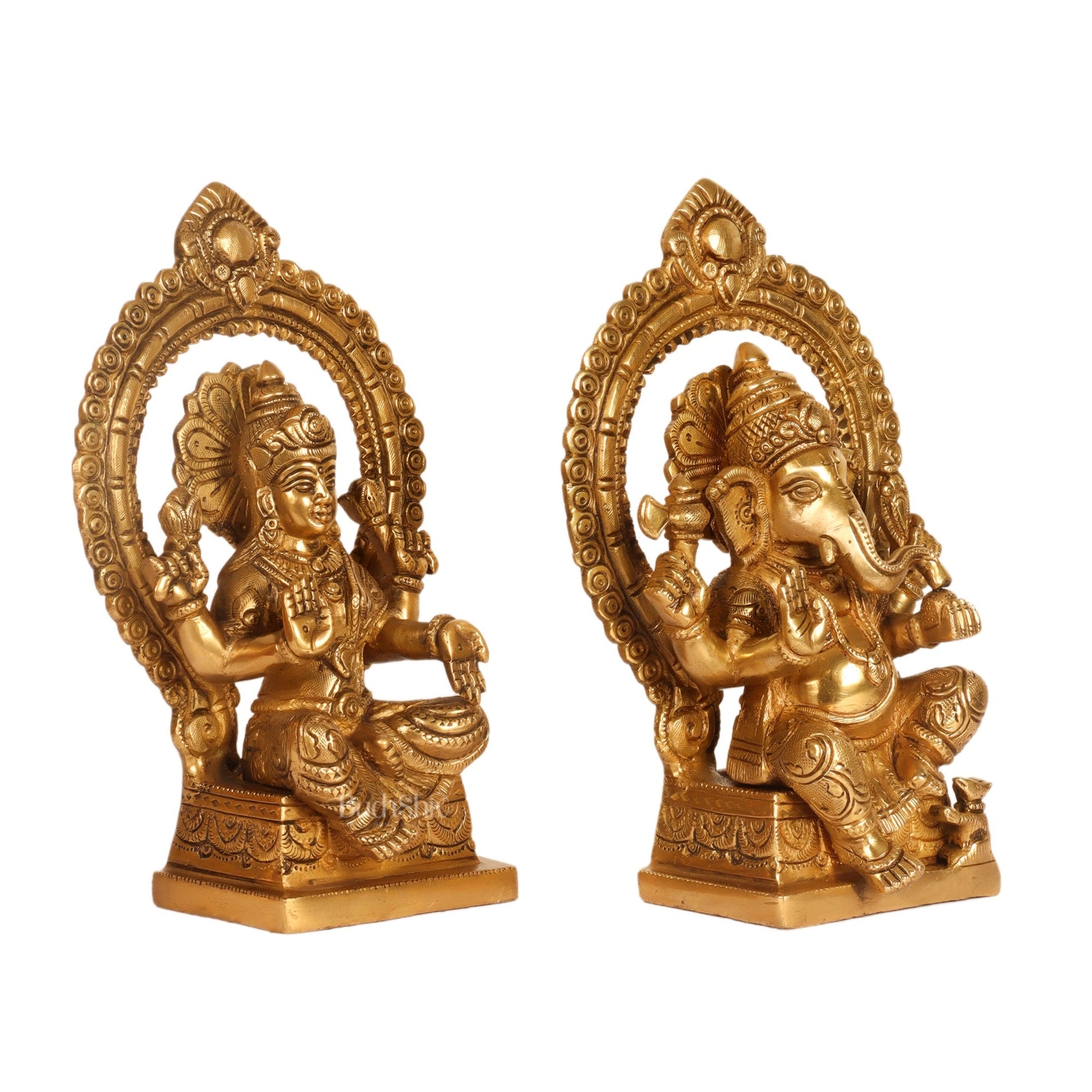 Ganesha lakshmi brass murti 8.5 inch