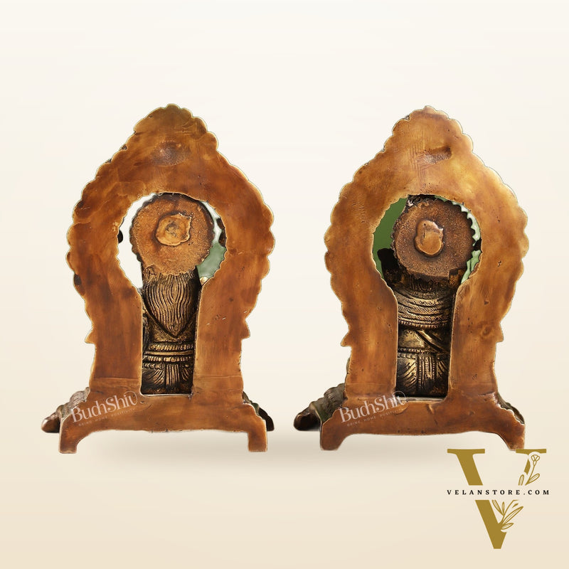 Ganesha Lakshmi Brass statue 7 inches brown finish