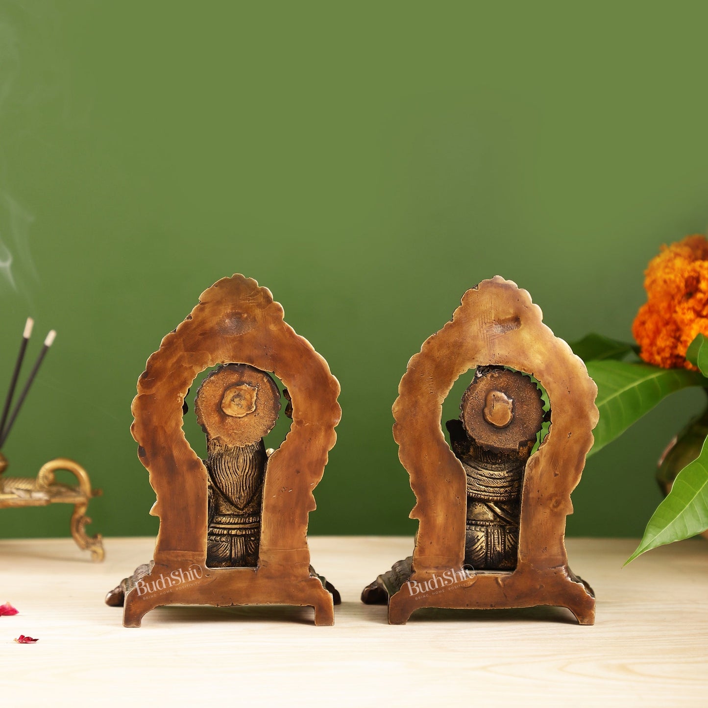 Ganesha Lakshmi Brass statue 7 inches brown finish