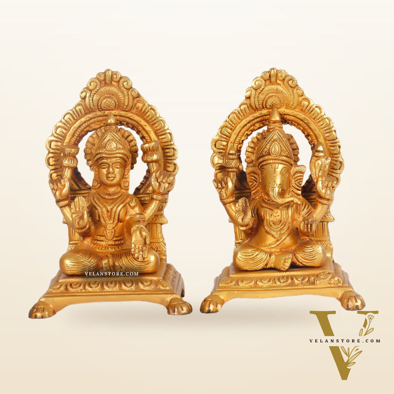 Ganesha Lakshmi Brass statue 7 inches