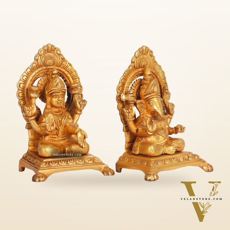 Ganesha Lakshmi Brass statue 7 inches