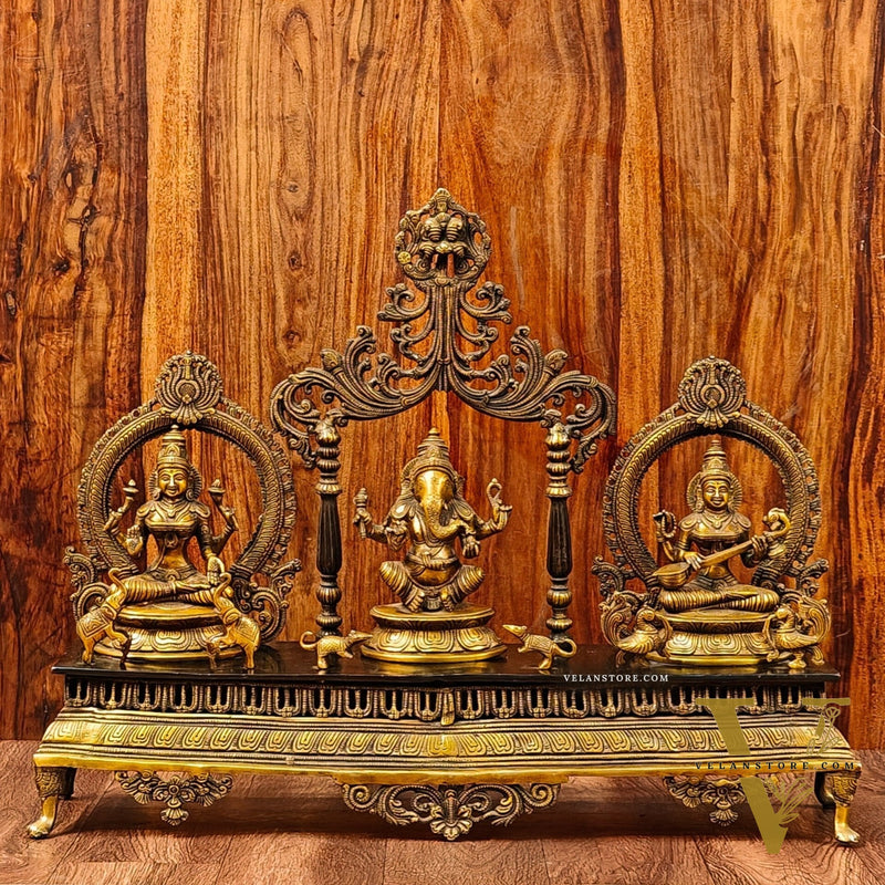 Ganesha Lakshmi Saraswati Idol Set 21"