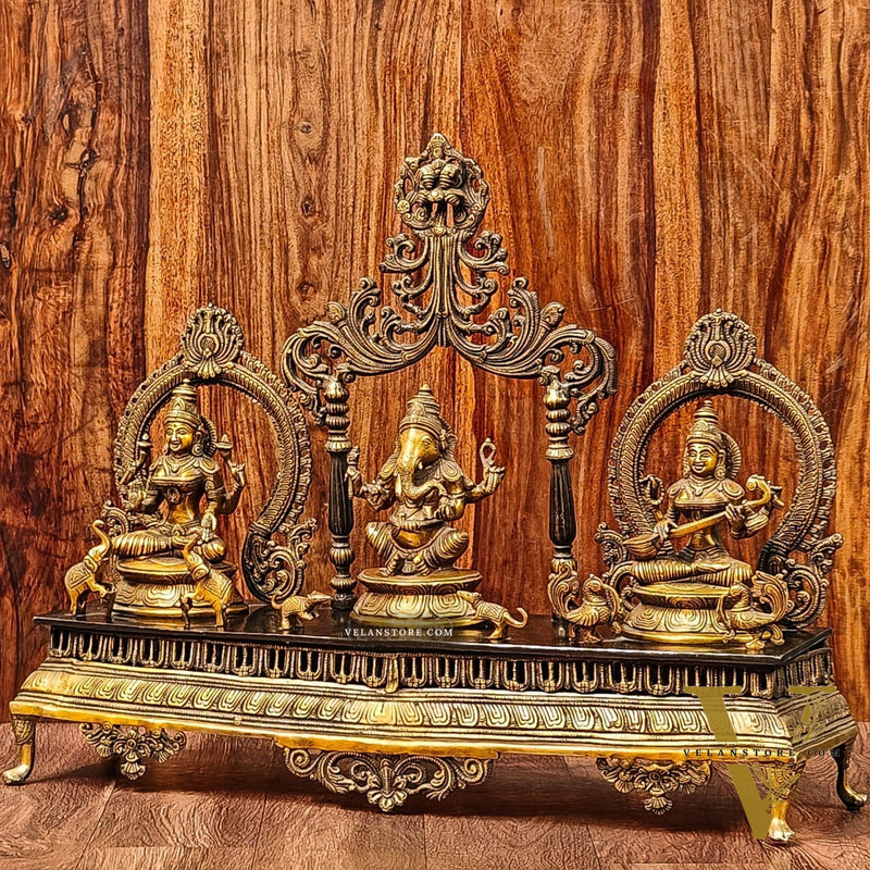 Ganesha Lakshmi Saraswati Idol Set 21"