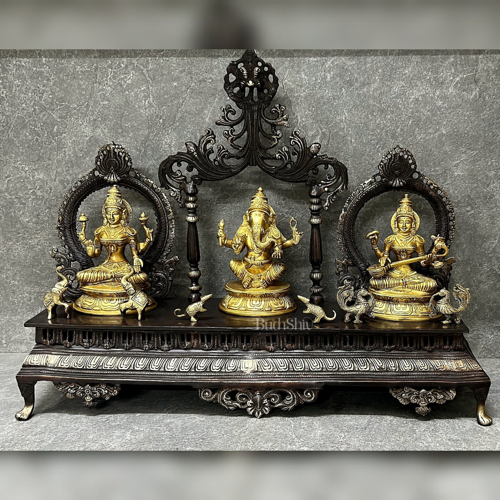 Ganesha Lakshmi Saraswati Idol Set 21"