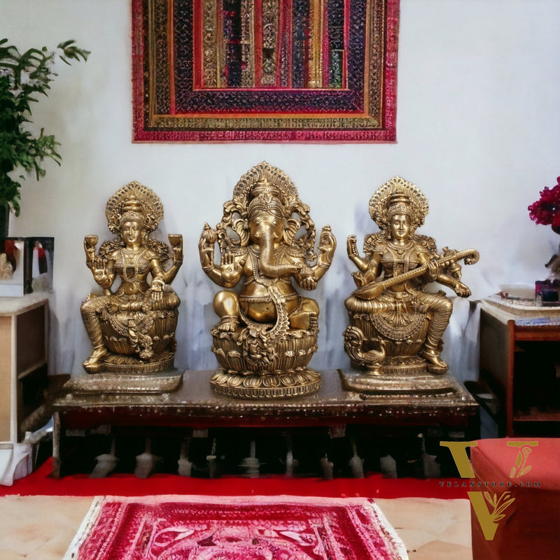 Ganesha Lakshmi Saraswati Large Sized 26"