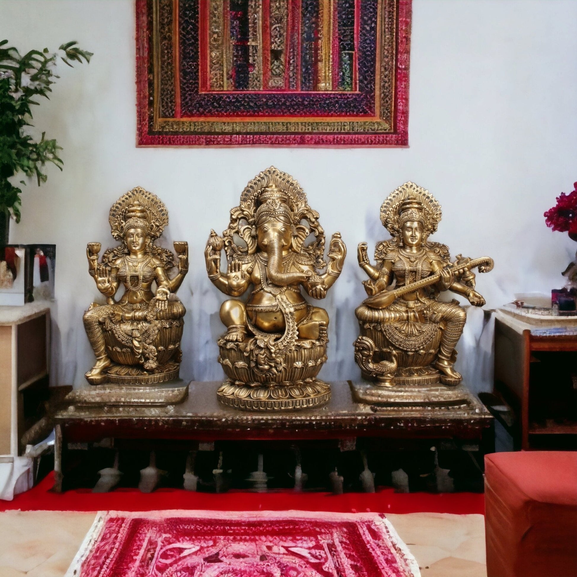 Ganesha Lakshmi Saraswati Large Sized 26"