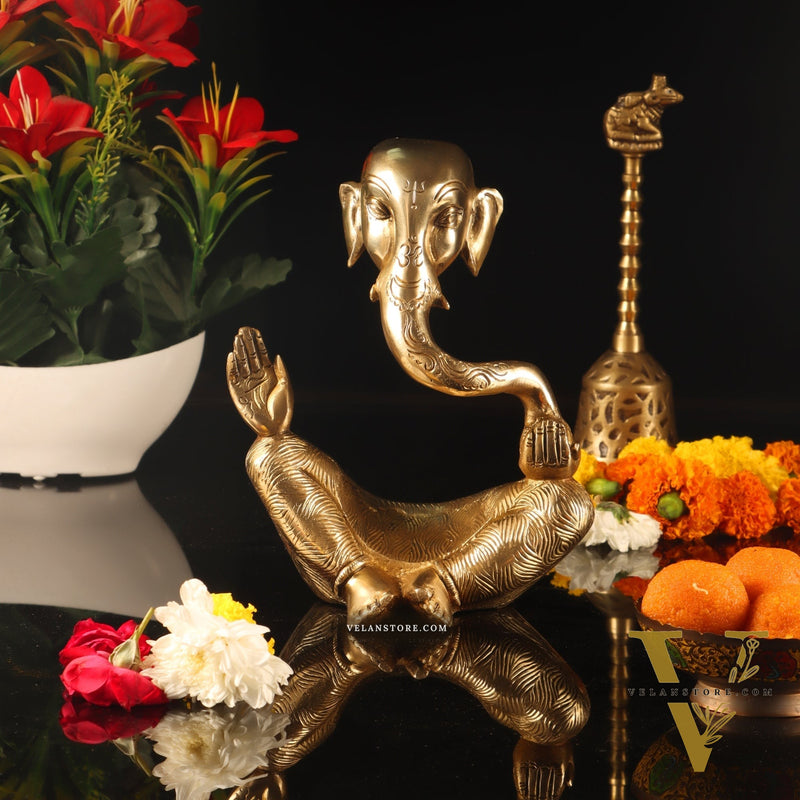 Ganesha modern Abstract Brass Antique Gold Finish| Medium 8.5 "
