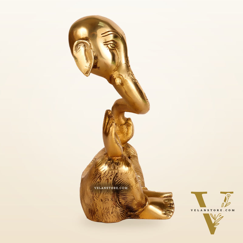 Ganesha modern Abstract Brass Antique Gold Finish| Medium 8.5 "