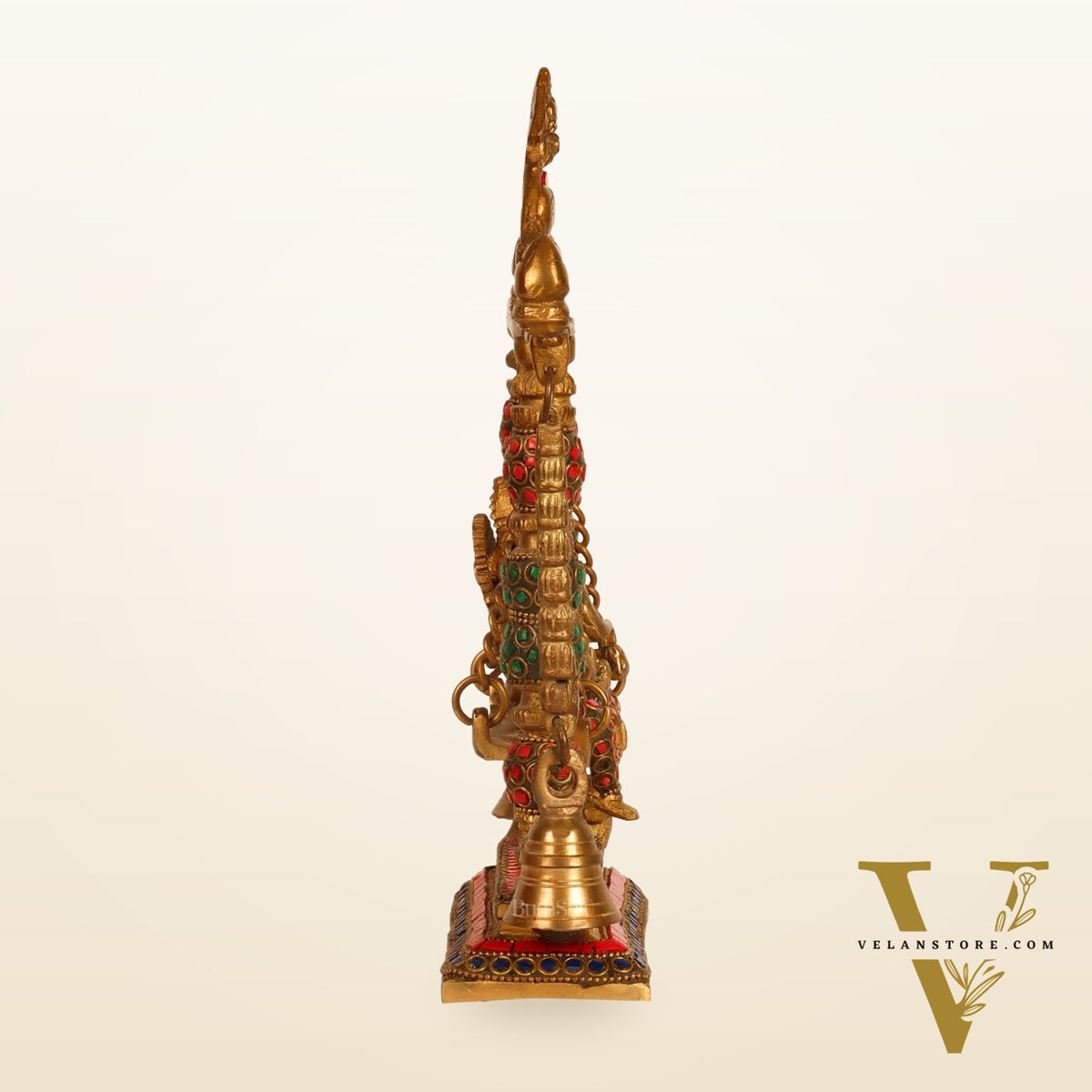 Ganesha on a swing pure brass with meenakari stonework