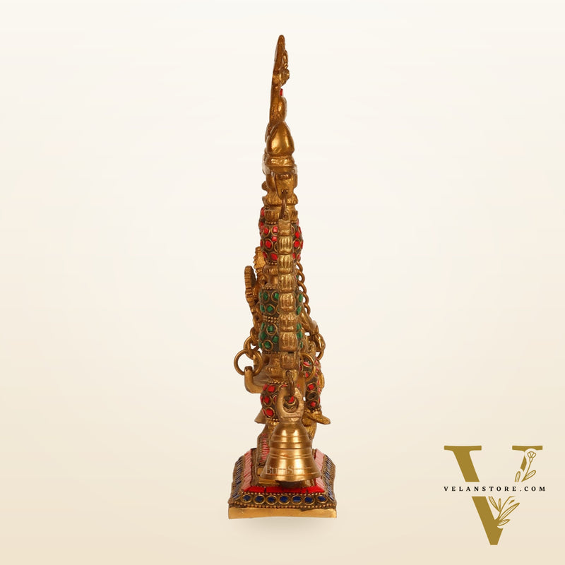 Ganesha on a swing pure brass with meenakari stonework